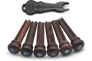 MAXCHEER 6Pcs Rosewood Guitar Pins for Acoustic Guitar with 3.0mm Green Abalone Dots Guitar Pressure String Nails Pin Guitar Parts