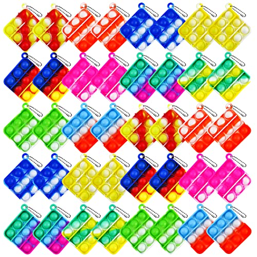 Qsrkan 40Pcs Mini Pop Push it Fidget Keychain