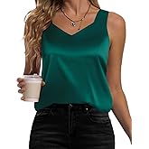 Karcermee Women's Silk Satin Tank Tops V Neck Camisole Casual Cami Sleeveless Shirt Blouses Silky Basic Tanks