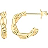 PAVOI 14K Gold Plated Chunky Huggies Earrings for Women - 925 Sterling Silver Posts Small Gold Huggie Hoop Earrings - Ultra Thick Hoops Trendy Jewelry