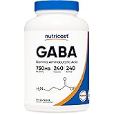 Nutricost GABA (Gamma Aminobutyric Acid) 750mg, 240 Capsules, 240 Servings - Non-GMO, Gluten Free