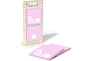 Post-it Cute Sticky Notes, 1 Pink Square Pad with White Bunny Ears and 1 Pink Pad with White Bunny Tail, 2.9 in x 2.8 in, Gre