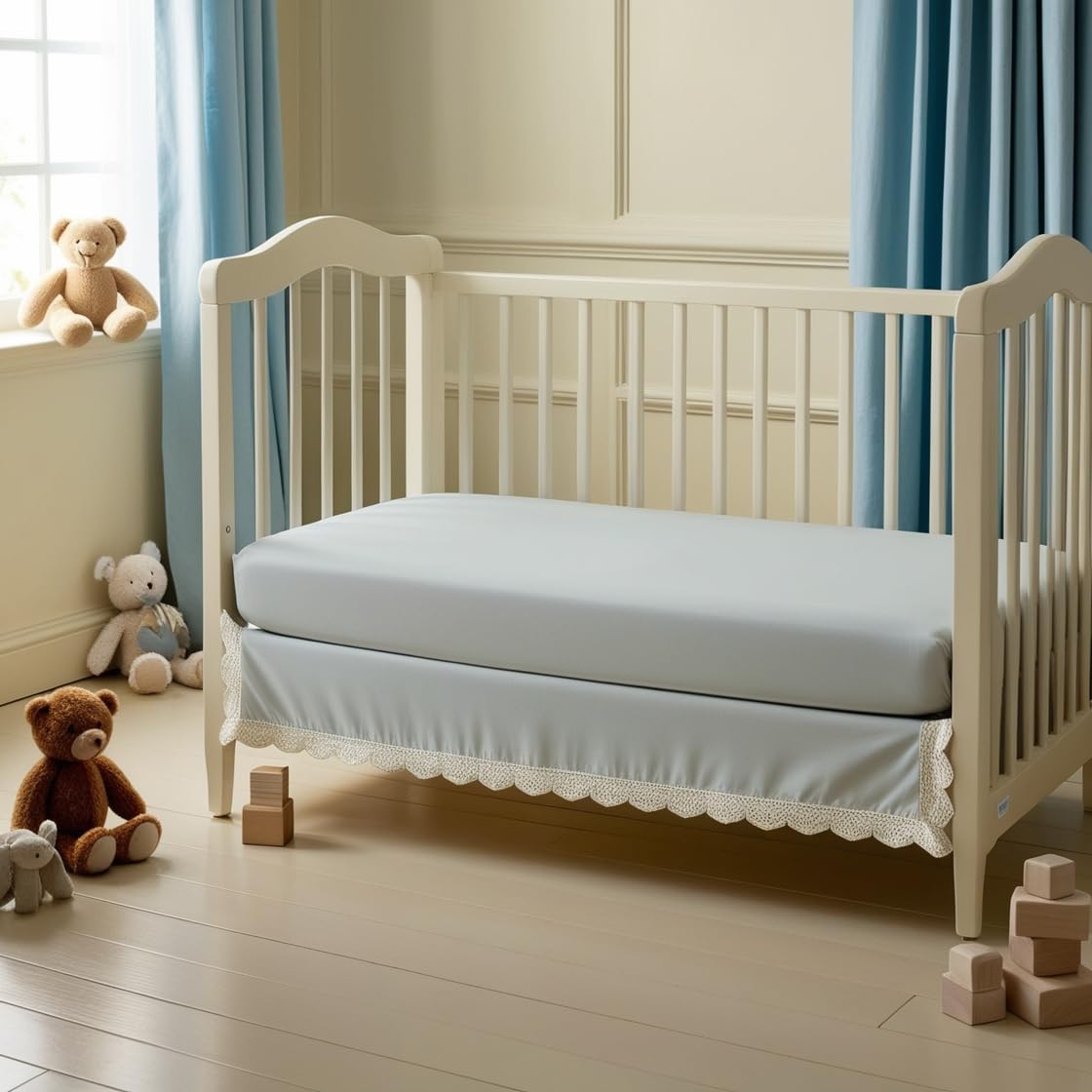 Cot Bed Fitted Sheet 100% Cotton 200 Thread Count 15cm (Grey, 60 x 140 cm/Cot Bed Sheet) Pack of 2