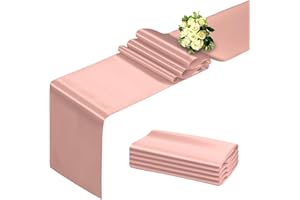 BDDC Rose Gold Table Runner 12x108 Inch - 4 Pack Satin Table Runners, Smooth Table Runner for Party Wedding Banquets Birthday