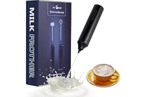 FoodVille MF05 Rechargeable Milk Frother USB Charging Handheld Foam Maker with Stainless Balloon Whisk for Cappuccino, Latte, Bulletproof Coffee, Keto Diet, Protein Powder, Matcha (Black)