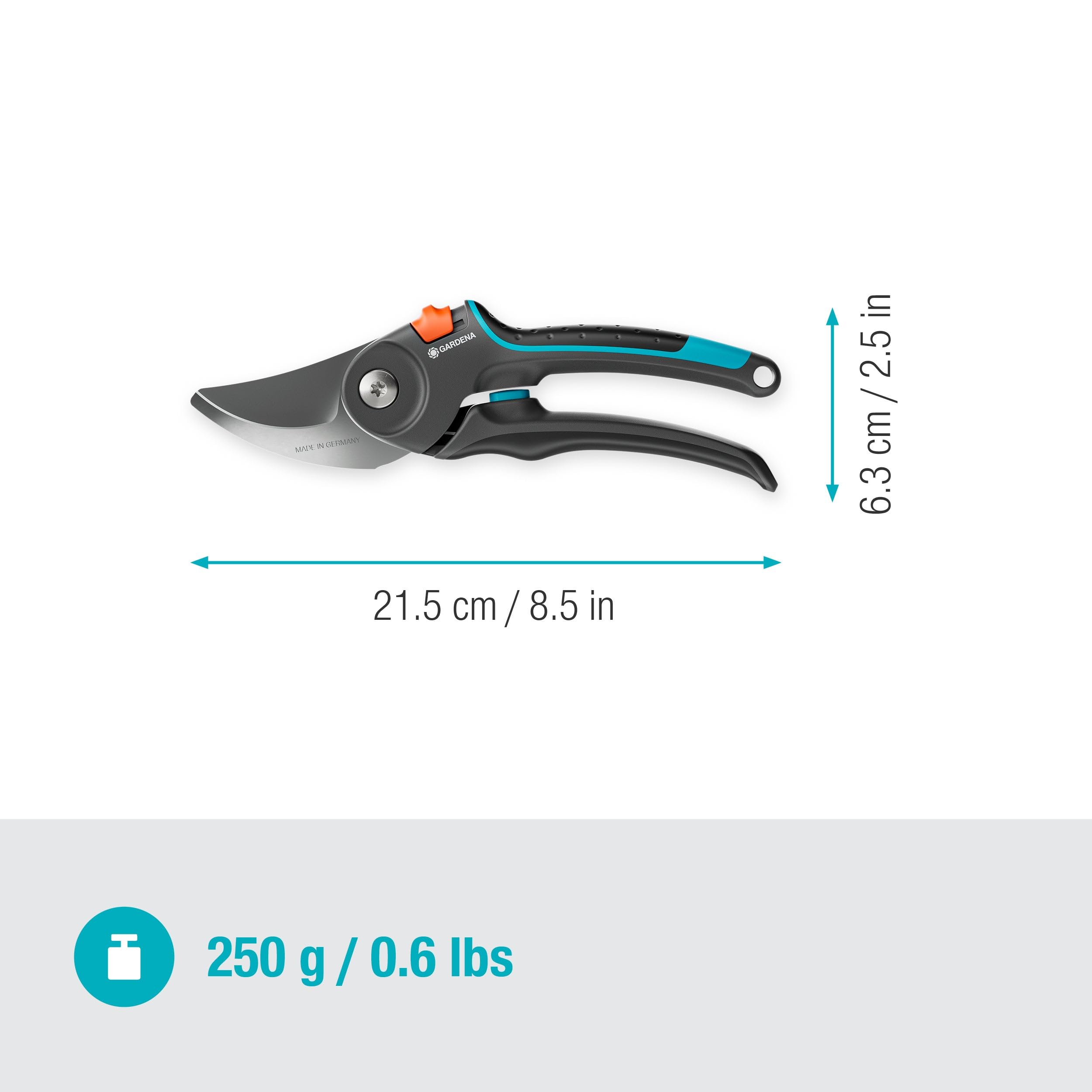 Gardena PremiumCut Pro Gartenschere, Bypass-Schnitt, für frisches Holz, 24 mm Schnittdurchmesser, ergonomische Griffe, PowerCoating-Klingen, in Deutschland hergestellt (12251-20) 8