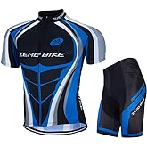 ZEROBIKE Men's Short Sleeve Breathable Cycling Jersey Set 3D Padded Bicycle Shorts Sportswear Suit Quick Dry