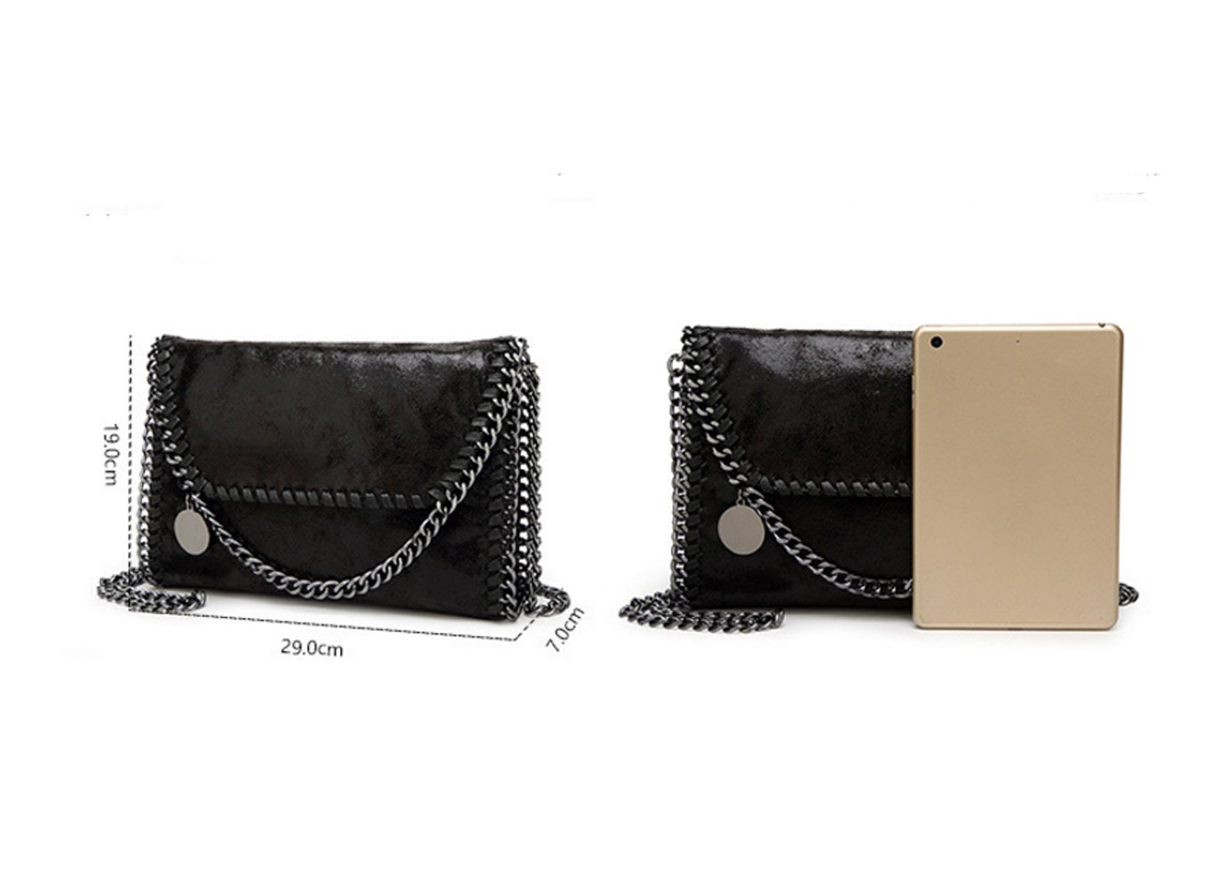 Valleycomfy Damen Handtaschen Clutches Elegante Schultertasche Metallic Kette Riemen PU Leder Cross Body Taschen Handtasche