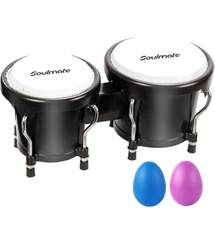 Bongo Drum EASTROCK 4 E 5 Pollici - Tamburi In Legno E Metallo Con Pelle Naturale Per Principianti E Professionisti