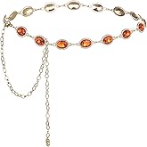 ILuvatar Green Glass Diamond Chain Belt - Metal Women's Western Style Dress Belt