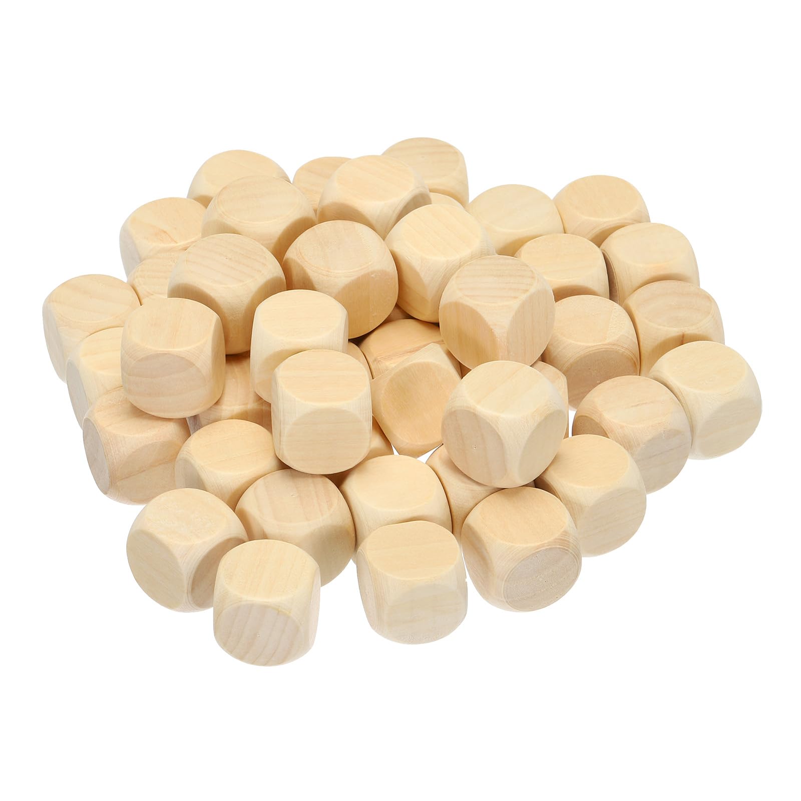 PATIKIL 20mm Blank Wooden Dice, 50 Pack Unfinished Wooden Blocks 6 Sided Wood Cube with Rounded Corners Square Wood Blocks for DIY Craft Projects
