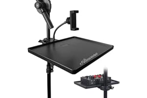 ATARVANA Universal Microphone Stand Tray with Phone Holder, Mic Stand Clamp-On Utility Shelf Rack Tray Holder for Music Sheet, Live Streaming, Live Broadcast, Karaoke, Recording, Music Stand Accessories