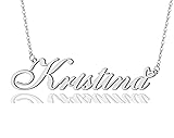 AOLO Kristina Heart Name Necklace Silver Stainless
