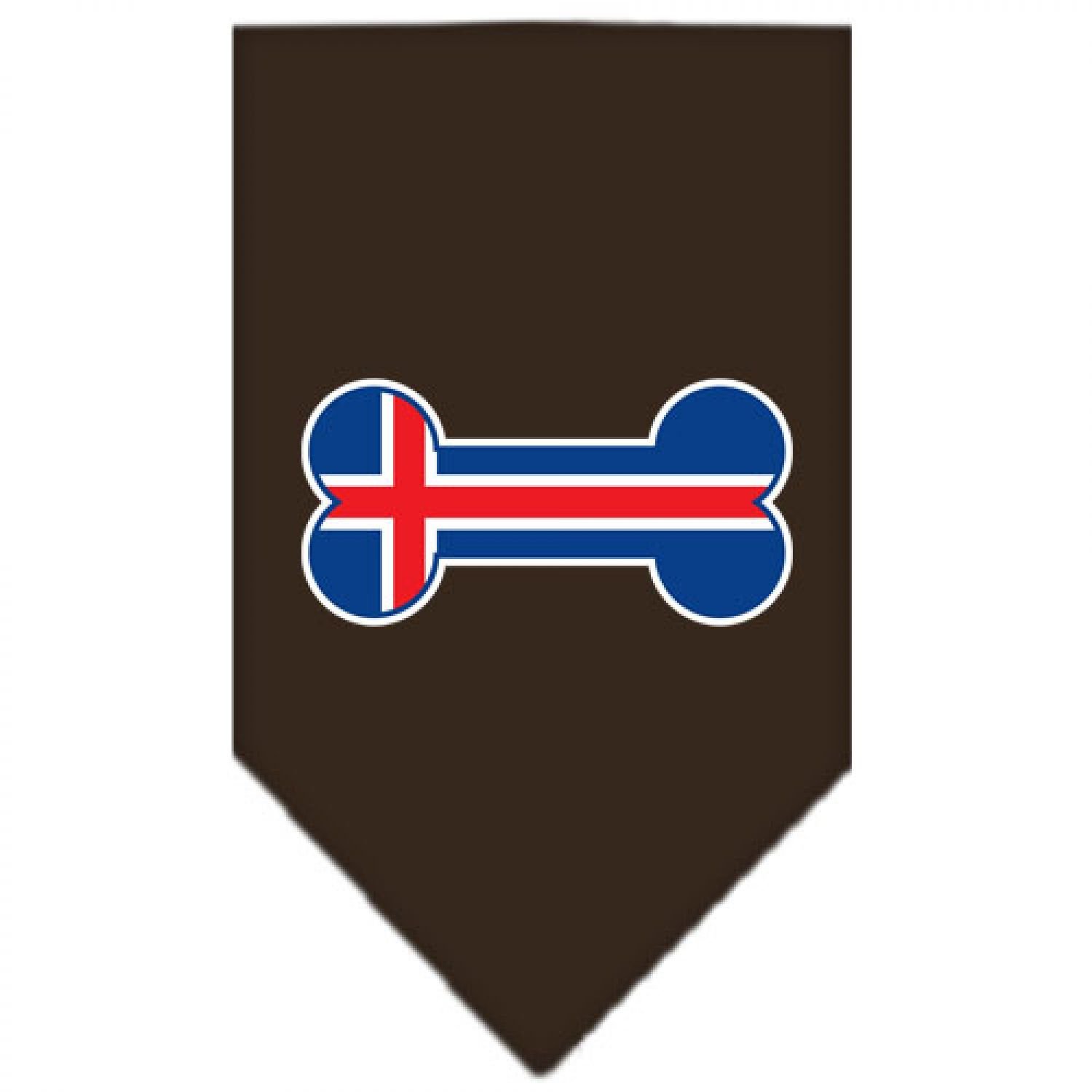 Mirage Bone Flag Iceland Screen Print Dog Bandana, Large, Cocoa