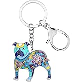 BONSNY Enamel Metal American Pit Bull Terrier Dog Keychains Key Car Purse Bags PETS Charms Gifts