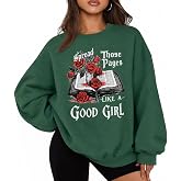 LUKYCILD Anti Social Book Club Sweatshirt Women Oversized Book Lover Teacher Shirt Funny Graphic Long Sleeve Tee Top