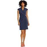 Maggy London Womens Wrap Look Twist Detail Cap Sleeve Dress Career Office Workwear Event Guest of