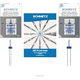 SCHMETZ Stretch Twin Sewing Machine Needle Combo Pack (2 Needles Total and 1 SCHMETZ ABC Pocket Guide)