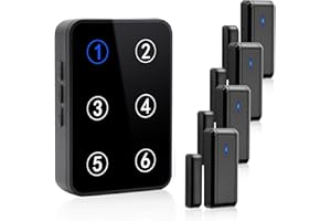 HUWOO Door Chime Wireless Door Open Sensor Alarm with 1000+ FT 55 Chimes and 5 Volume Levels for Business/Store/Home/Office When Entering 4 Transmitter 1 Plugin Receiver