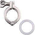 DERNORD Tri-clamp Stainless Steel 304 Single Pin Heavy Duty Tri Clamp with Wing Nut for Ferrule TC with 1 pc Silicone Gasket (1.5" Tri-clamp+Silicone Gasket) (1.5 Inch Tri clamp Size: 1 Pack)