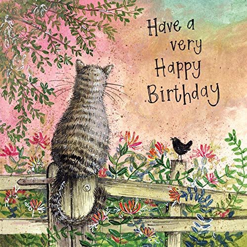 Alex Clark Honeysuckle Cat Birthday Card - Happy Birthday Card For Women - Designed and Printed in UK