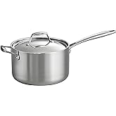 Tramontina Signature Tri-Ply Clad Stainless Steel 4-Quart Sauce Pan | Induction-Ready Large Saucepan with Lid, Dishwasher-Saf