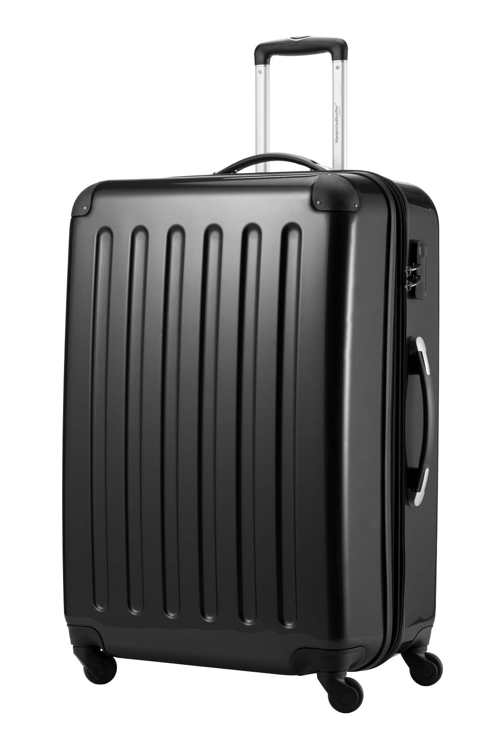 Hauptstadtkoffer® · Hard-side suitcase BLACK high gloss · Dimension ca. 75 x 52 x 32 cm + 4 cm volume expansion · max. 130 liter volume