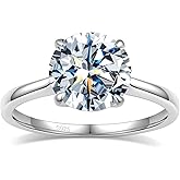 BAGUTTA PAVONE Round Shape Moissanite Engagement Rings for Women,0.5/1/1.5/2/3CT D Color VVS1 Clarity Moissanite Rings,925 Sterling Silver Engagement Ring with 18K Yellow/White Gold Plated