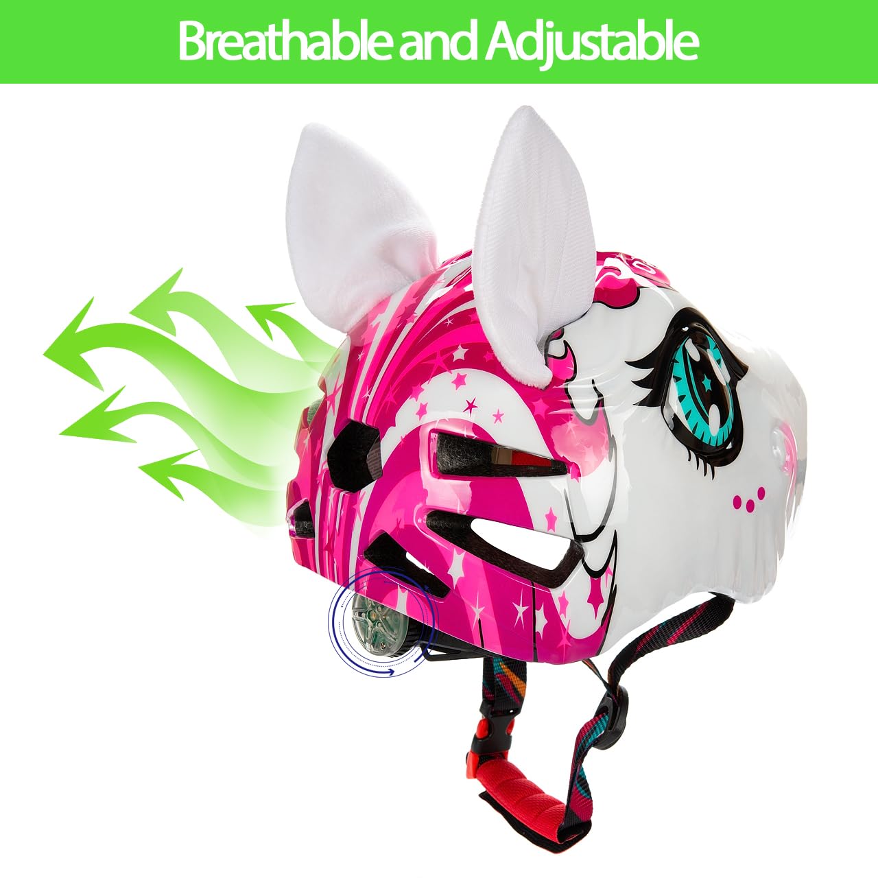 Unicorn Helmet for Toddler and Kid 3D Unicorn CPSC Safety Certified Approximately 2-6 Years Easily Adjuastable,Skateboard Skating Scooter Helmet with Rear Light Toddler Gift Christmas