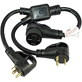 Conntek - 14995 RV 50-Amp Power Optimizer (2) RV 30-Amp Plug to 50-Amp 125/250-Volt 14-50R Female Connector