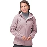 33,000ft Women's Softshell Jacket, Fleece Lined Warm Jacket Light Hooded Windproof Coat for Outdoor Hiking