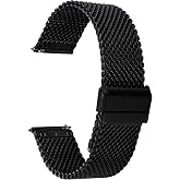 BERNY Robust Stainless Steel Mesh Watch Band for Men &amp; Women | Quick Release Adjustable Milanese Watch Strap, Thick Heavy Duty Metal Bracelet, Flip-Lock Sliding Clasp