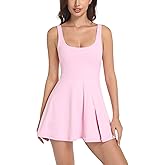 Womens Tennis Dress Built in Shorts & Bra Athletic Golf Active Workout Dress with Pockets
