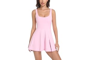 TOPCLOSET Womens Tennis Dress Built in Shorts & Bra Athletic Golf Active Workout Dress with Pockets