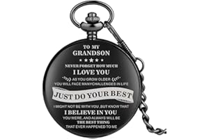 Udaney to My Grandson Pocket Watch Gifts for Grandson Best Gifts for Him Birthday Gifts from Grandpa, Graduation Present for Men，Engraved Pocket Watch with Box for Men