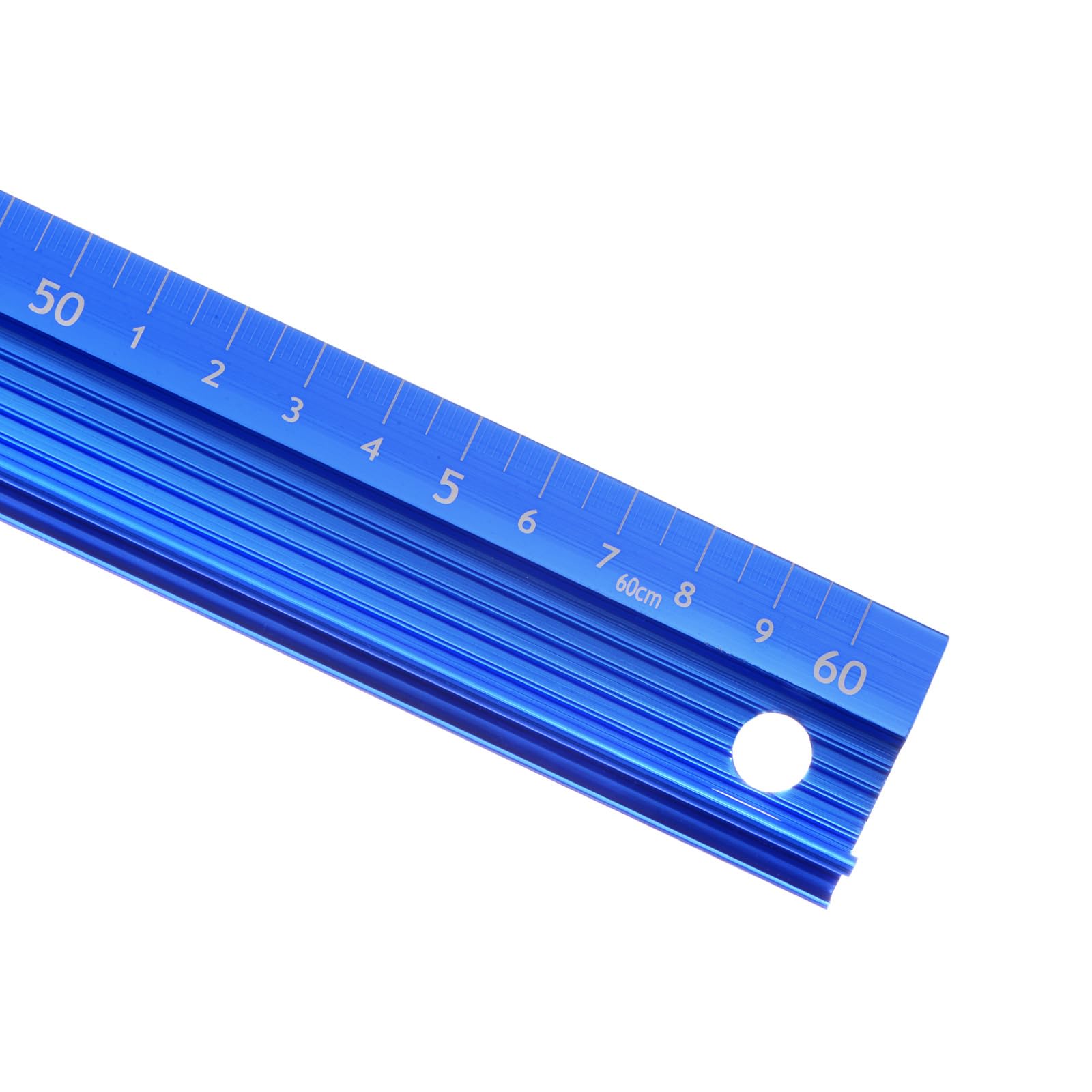 Kozelo Raised Grip Metal Ruler - [60cm ] Aluminum Alloy Precise Measurement Cutting Straight Protective Ruler Ruler Blue for Office Measure Cut Drawing Use, 1mm Precision