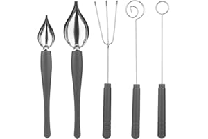 MELOSTU 2 pcs Drawing Decorating Spoon Set,3 Pcs Candy Dipping Tools Chocolate Dipping Fork Spoons Set Stainless Steel Chief Art Pencil for Decorative Candy Spoon(Silver+grey)