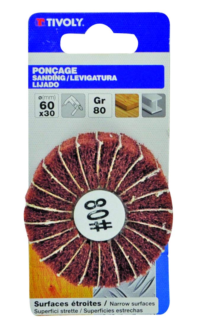 Tivoly Xt10152015034 Foam Wheel and Abrasive Blades for Drill Diameter 60 x 30 cm Grit 80 Quick Change Discs