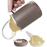 VOPHIA Senior Water Cup Sippy Cups for Elderly, 13.5oz Spill Proof Cup, 3 in 1 Stainless Steel Sippy Cup with Lids, No Spill Feeding Cups for Patient Disabled Maternity Drink Water Milk Soup (Coffee)