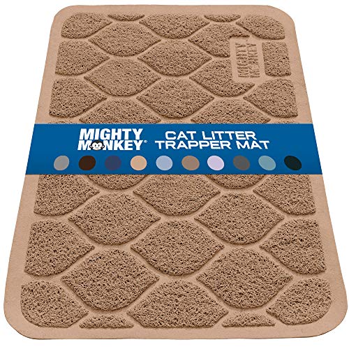 MIGHTY MONKEY Premium Cat Litter Trapping Mats, Phthalate Free, Best