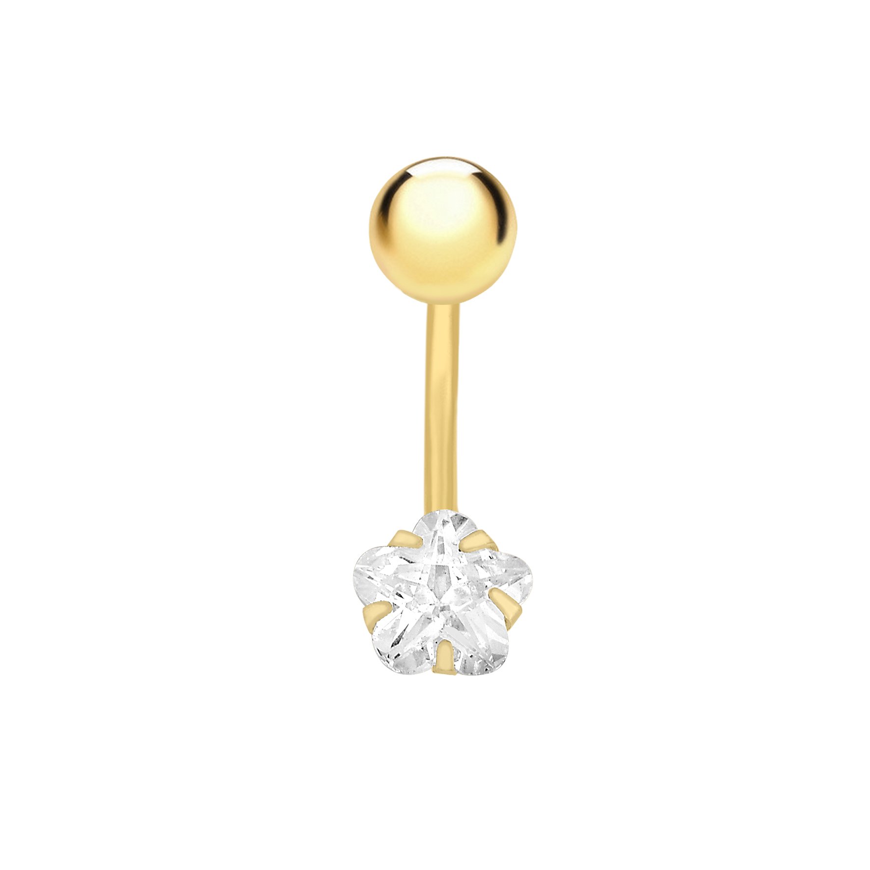 CARISSIMA Women's 9ct Yellow Gold Cubic Zirconia Star Belly Bar