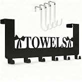 Over The Door Hooks, Towel Hooks, 6-Hook Long-Arm Bedroom and Bathroom Rack | The Long-Arm Design Makes it Easy to Hang, Maki
