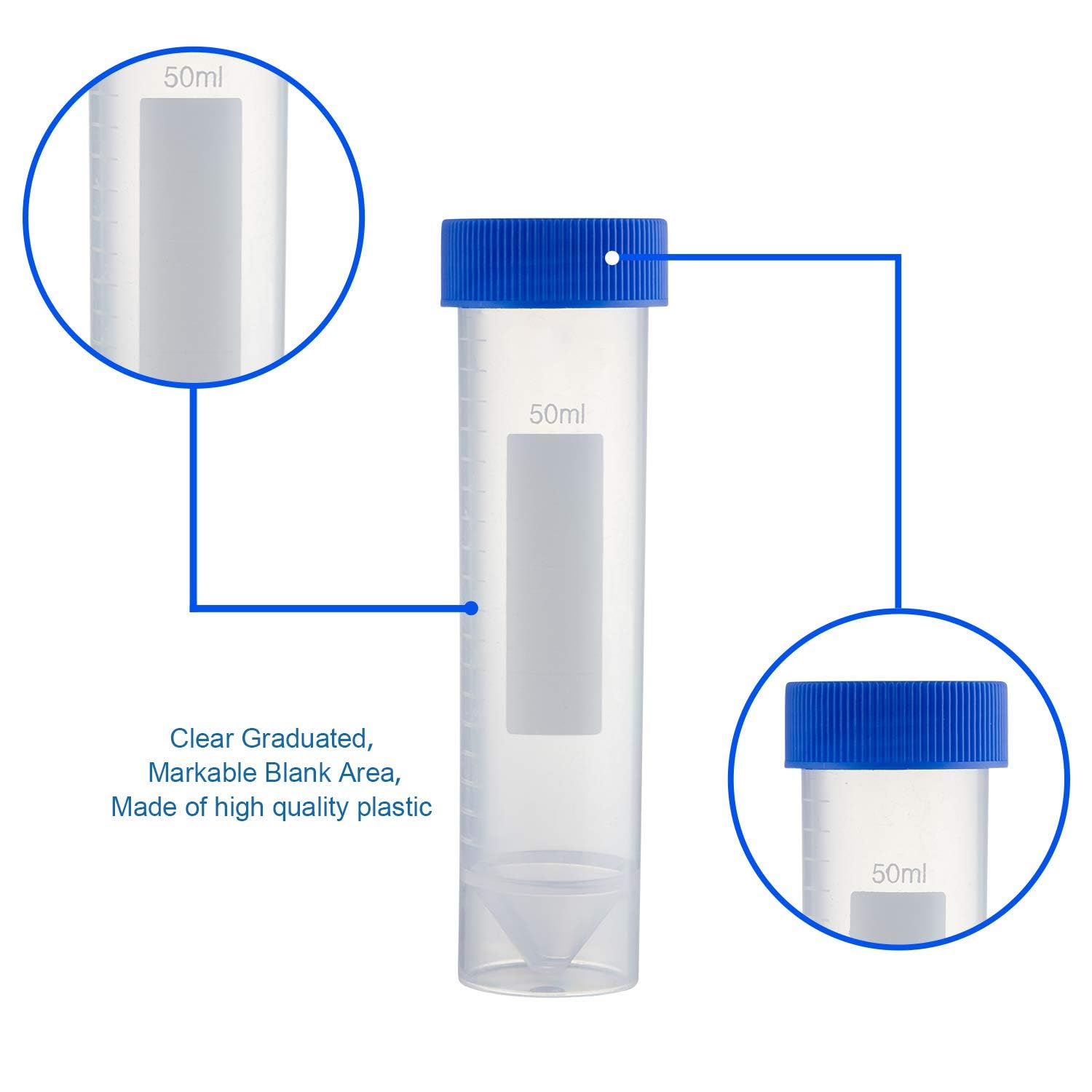 Ackers Skirted Conical Centrifuge Tubes 50mL, 50Pcs