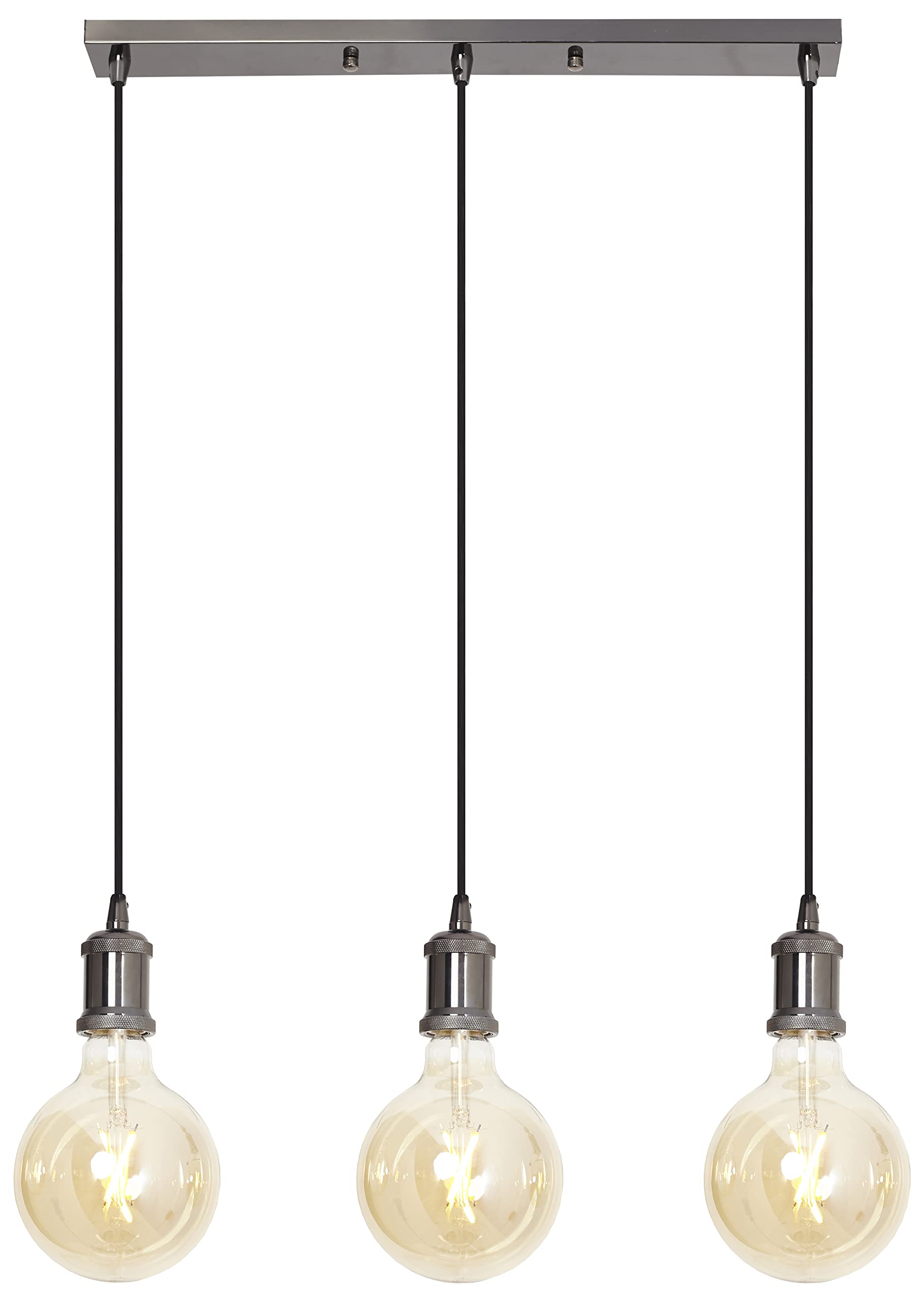 4lite Decorative 3 Light Bar Pendant Antique Brass Finish for E27 Large Screw Fit Lamp - E27 Bulb Not Included