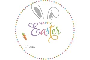 SerpizePaty 60Pcs Happy Easter Stickers, 2" Easter Bunny Stickers, Easter from Name Stickers, Small Easter Sticker Sheets for
