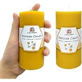Lacaser Beeswax Pillar Candles,100% Pure Beeswax Candles,Long Burning Time 40 Hours Each,80 Hours Total for Set, Bees Wax Candle for Home, Size 2”x 4” (2 Packs), Dripless& Smokeless