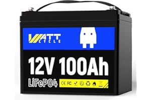 WattCycle 12V 100Ah LiFePO4 Lithium Battery, BCI Group 24, Grade A+ Cell, Buit-in 100A BMS, Low Temperature Protection, Up to