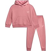 Reebok Toddler Girls Sweatsuit Set - 2 Piece Performance Fleece Hooded Sweatshirt and Jogger Sweatpants for Girls