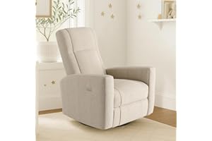 Dream Power Recliner Swivel Glider, Waterproof Performance Fabric, USB-A & USB-C Charger, Silent Electronic Power Recline, To
