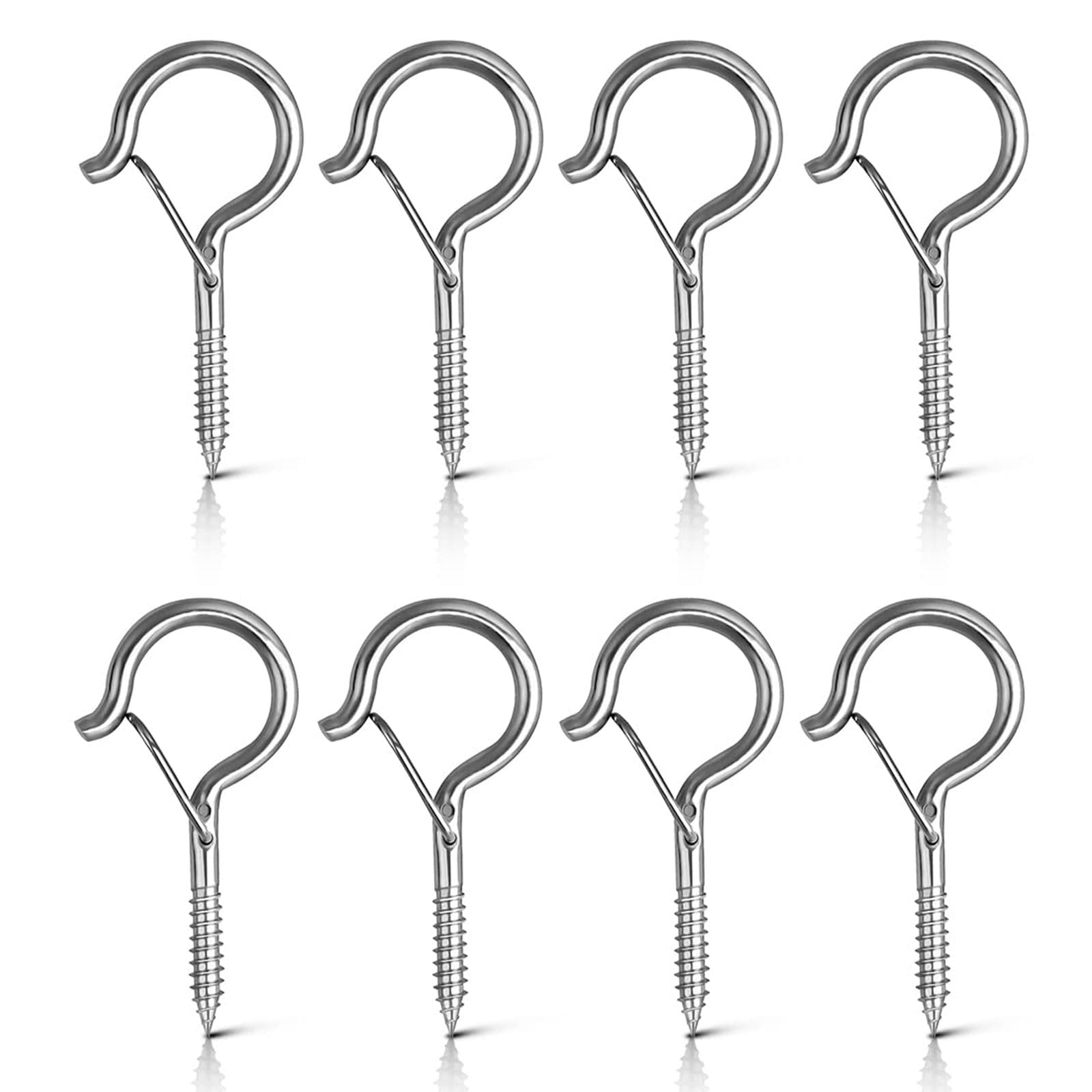 8-Piece Silver Threaded Mounting Fasteners – Versatile Indoor/Outdoor Hanging Hardware for Lighting, Planters & Seasonal Decor | Ceiling or Wall Installation